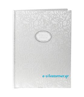 Silver Wedding Guest Book with Lace 