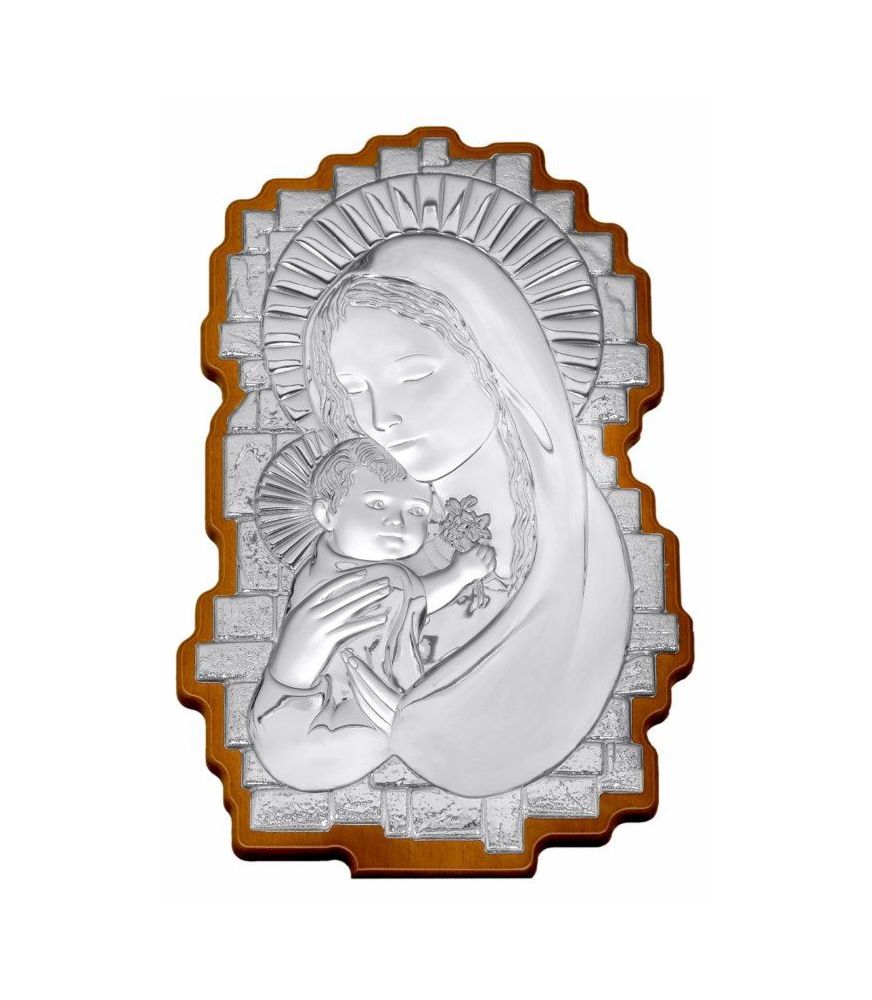 Wavy-Shaped Silver Madonna Icon - 35 x 23 cm Wavy-Shaped Silver Madonna Icon - 35 x 23 cm