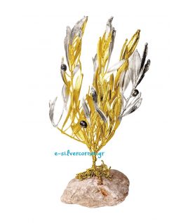 Φυσικό Κλωνάρι Ελιάς Χρυσός - Ασήμι 