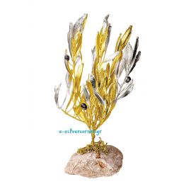 Φυσικό Κλωνάρι Ελιάς Χρυσός - Ασήμι 