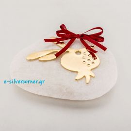 Gold-plated Pomegranate Charm on White Pebble