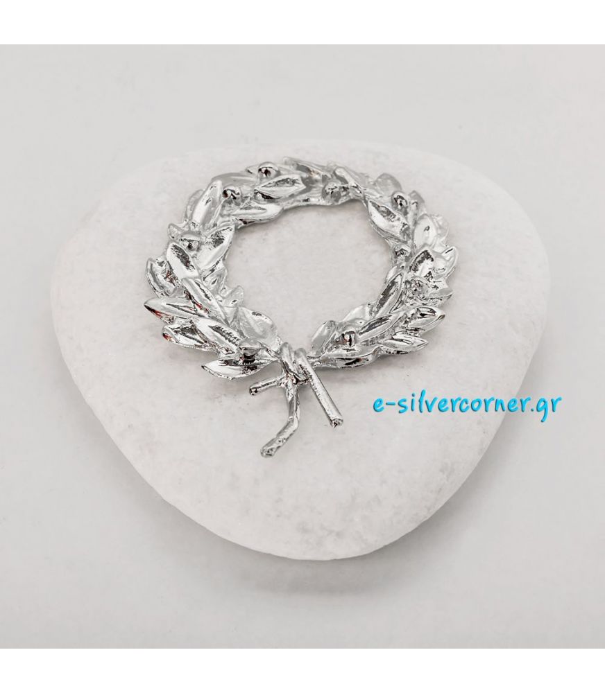 Silver-plated Kotinos Charm on White Stone 
