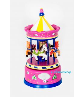 Pink Musical Carousel with Silver - 22 cm