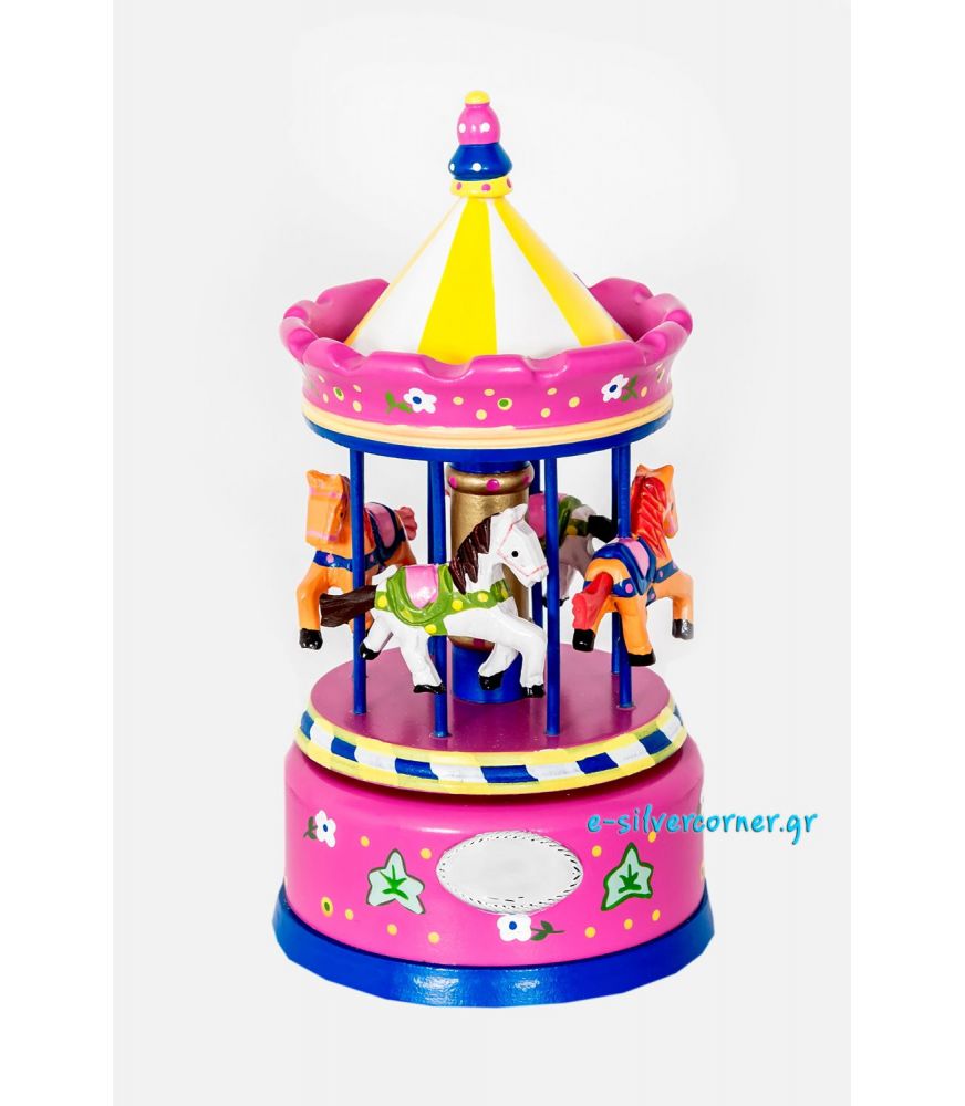 Pink Musical Carousel with Silver - 22 cm