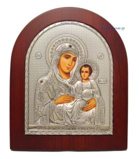 Stamped pure silver 998° icon of Holy Virgin Mary of Jerusalem