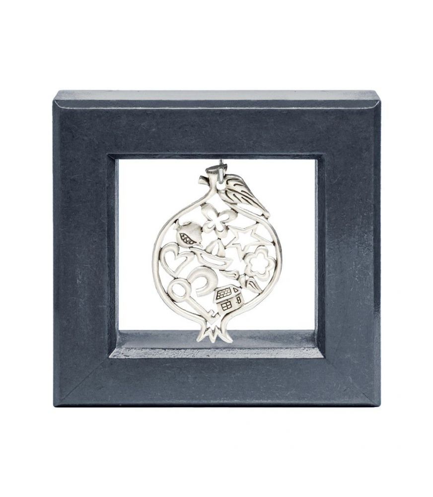 Silver Picture Frame with Silver Pomegranate