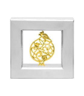 Silver Picture Frame with Gold Pomegranate