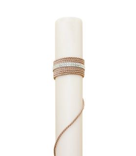 Wedding Candle with Cord and Small Crystals 