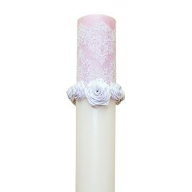 Wedding Candle with Glitter, Lace and Handmade Roses