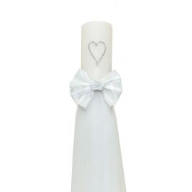 Wedding Candle with a Swarovski Rock and a Heart made from Rhinestones. 