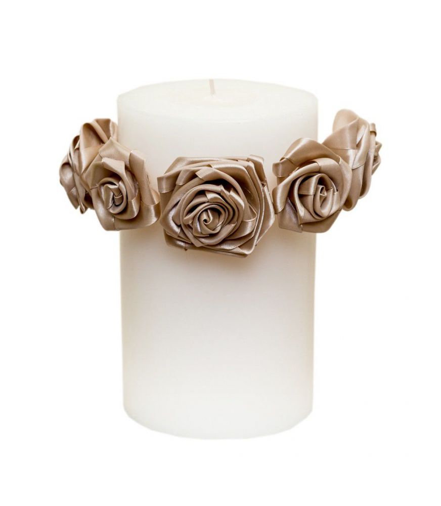Candle with Handmade Satin Roses