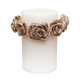 Candle with Handmade Satin Roses