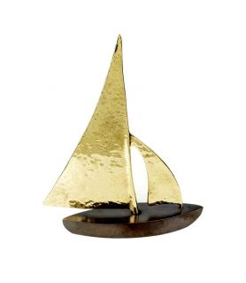Bronze Sailboat with Hammered Sails 