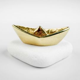 Bronze Boat on Marble 