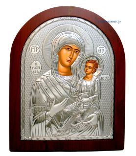 Εικόνα από Σφραγισμένο Ασήμι 925° με την Υπεραγία Θεοτόκο Γιάτρισσα