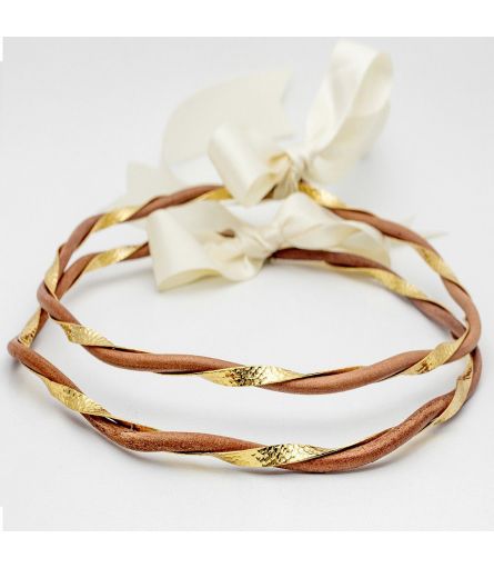 Handmade LEATHER GOLD HAMMERED Wedding Crowns