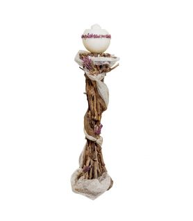 Candleholder with Seawood, Lace, Burlap and Lavender