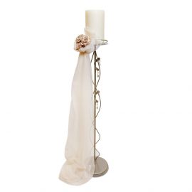Candleholder with Satin Roses and Tulle 