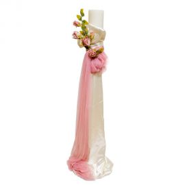 Wedding Candle with Satin Roses and Tulle