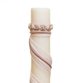Wedding Candle, 15 cm, with Tulle, Satin and Roses