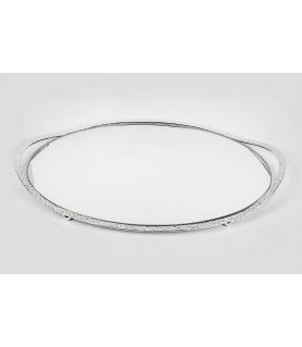 Silver Plated Tray OVAL MIRROR HAMMERED