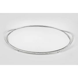 Silver Plated Tray OVAL MIRROR HAMMERED