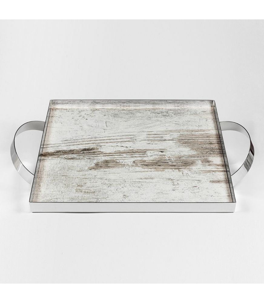Silver Plated Tray SILVER VINTAGE WOOD