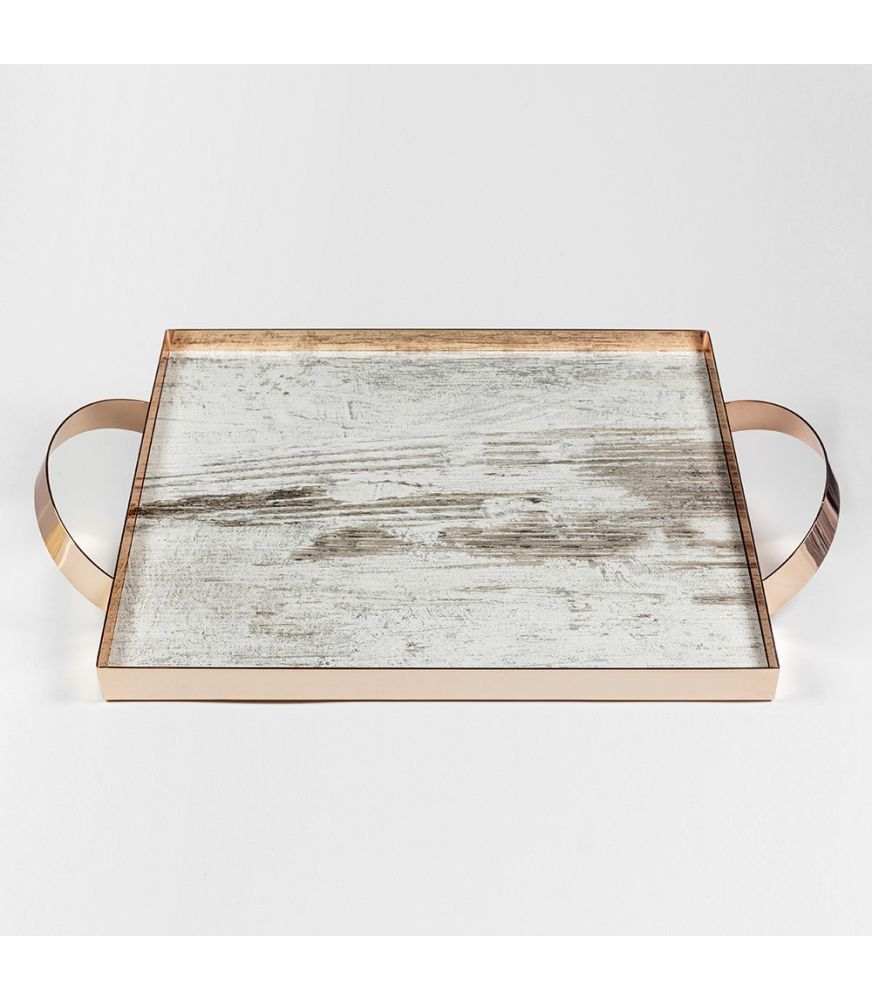 Silver Plated Tray ROSE GOLD VINTAGE WOOD