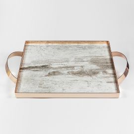 Silver Plated Tray ROSE GOLD VINTAGE WOOD