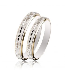 Two-Tone Engraved Wedding Rings 