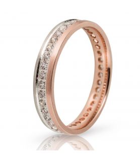 Wedding Ring in White Gold and Rose Gold with Stones 