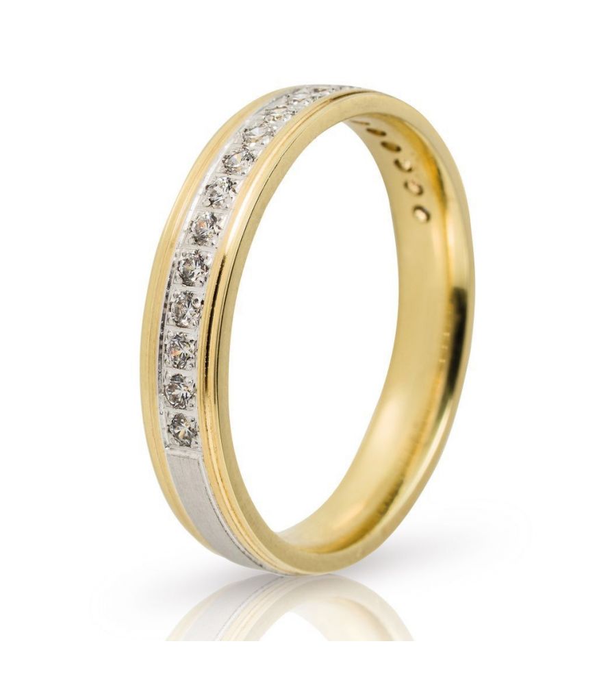 Wedding Ring in White Gold and Gold with Stones