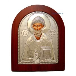 Stamped pure silver 998° icon of St. Spyridon.