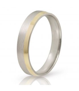 Bevelled Edge Matte Wedding Ring in White Gold 