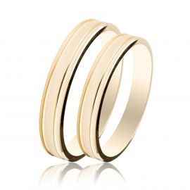 Iridescent - Satin Finished Gold Wedding Rings 