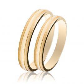 Polished - Matte Gold Wedding Rings 