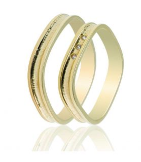 Four-Sided Gold Wedding Rings with Stones