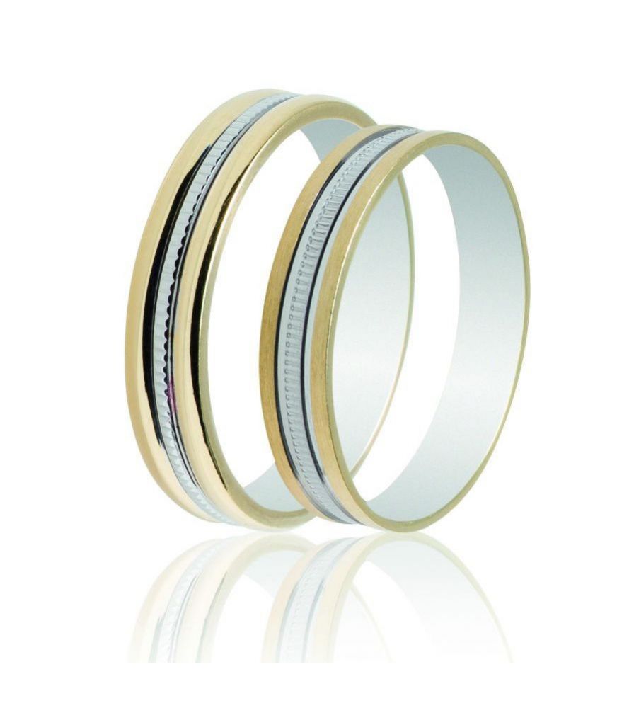 Engraved Matte Gold Wedding Rings