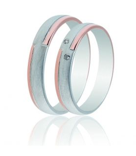 Wedding Rings with Stones in White Gold and Rose Gold