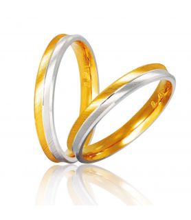 Handmade Two-Tone Wedding Rings with Diagonal Cuts