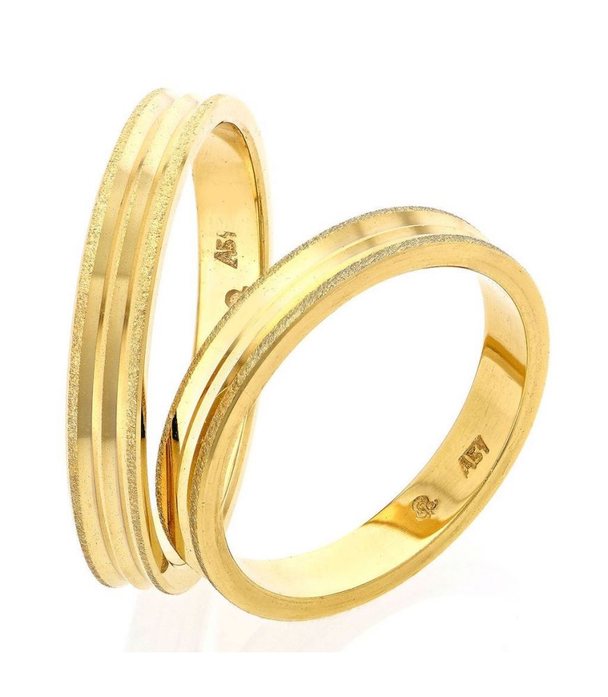 Handmade Flat Court Gold Wedding Rings