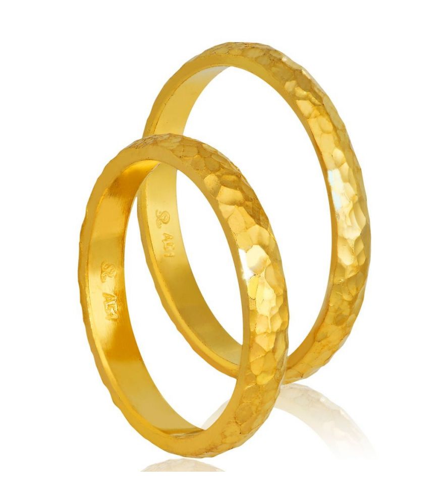 Handmade Hammered Gold Wedding Rings 