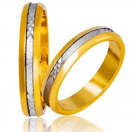 Two-Tone Polish Finished Matte Wedding Rings