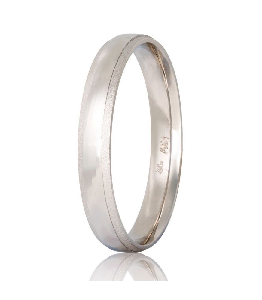 Polish Finished Matte White Gold Wedding Ring