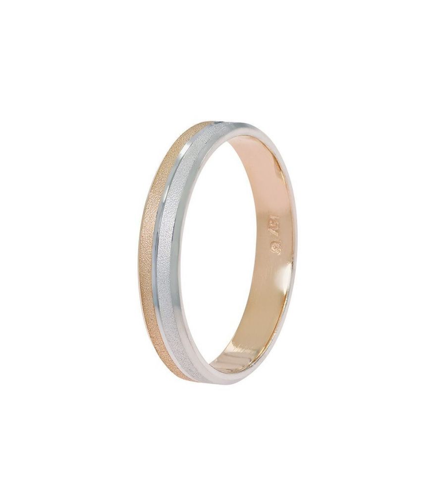 Flat Court Wedding Ring in White Gold and Rose Gold
