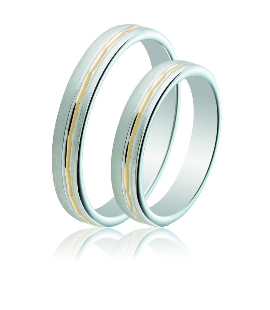 Two-Tone Silver Wedding Rings 