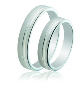 Bevelled Edge Matte Wedding Silver Rings 