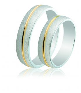 Two-Tone Matte Silver Wedding Rings 