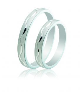 Silver Wave Wedding Rings
