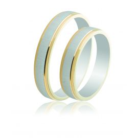 Two-Tone Satin Finished Silver Wedding Rings 